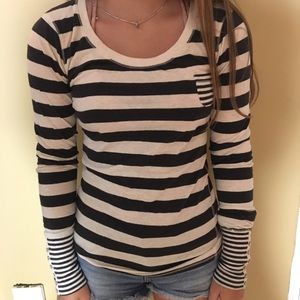Black and white striped long sleeve shirt
